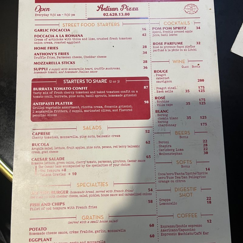 Anthony's Pizza pizza in City Center, Jerusalem